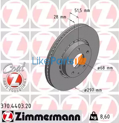 Диск передний Mazda 6 (2019-по н.в.) Zimmermann модернизированные