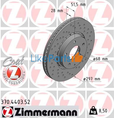 Диск передний Mazda 6 (2012-по н.в.) Zimmermann с перфорацией модернизированные