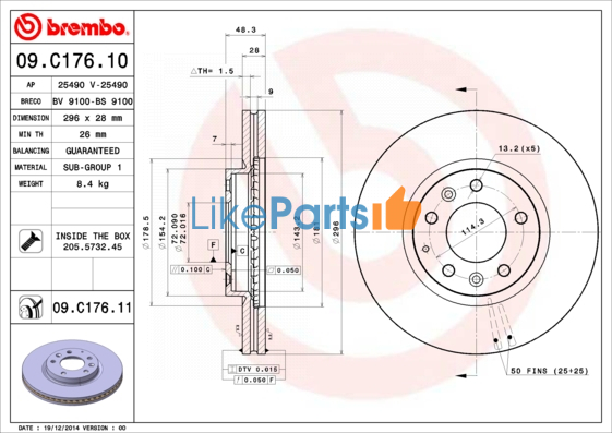 Диск передний Mazda CX-7 Brembo